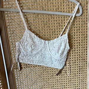 Cream Lace Cropped Top
